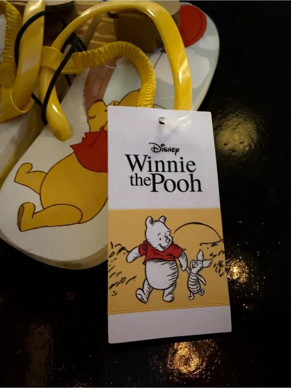 Disney Winnie the Pooh Toddler Flip Flops Size 9 10 Yellow Backstrap Sandals NWT